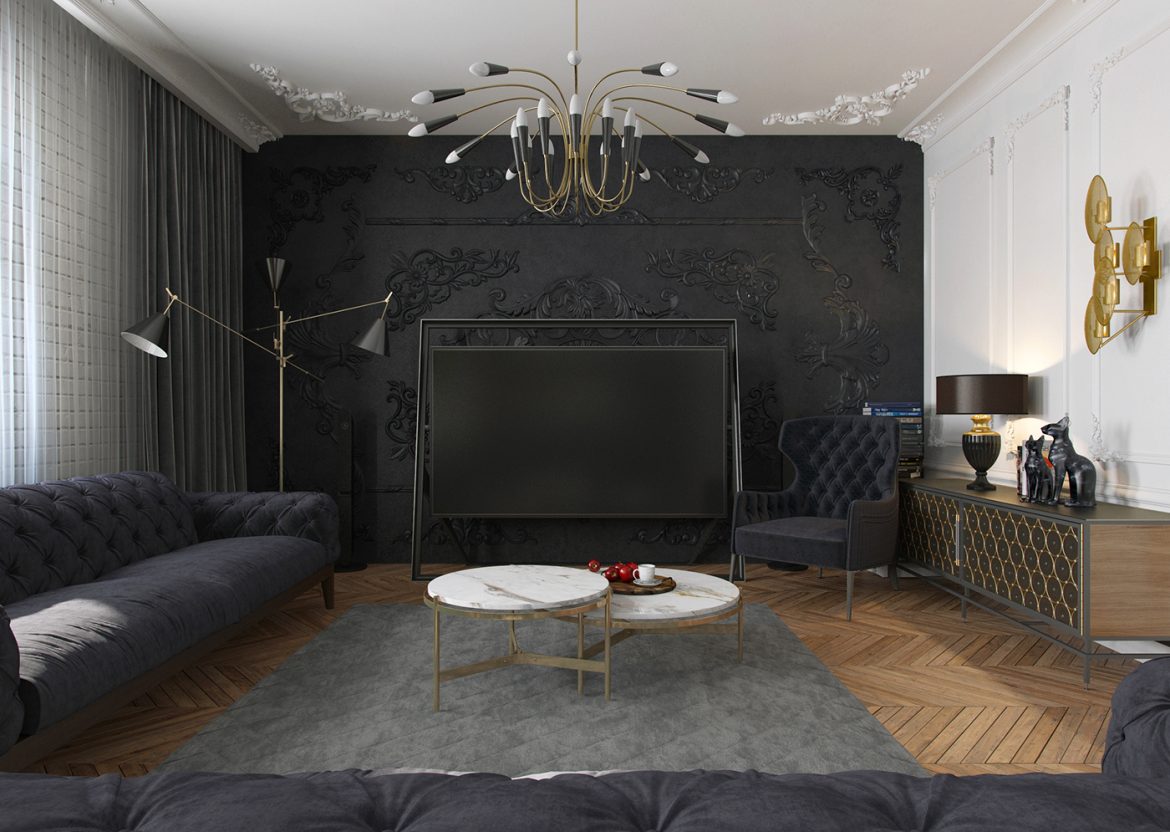 A modern apartment in Kiev with a stunning black decor