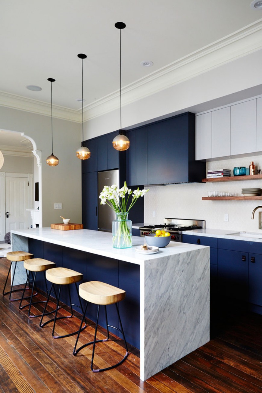 Color Inspiration: Modern Kitchen With Blue Cabinets